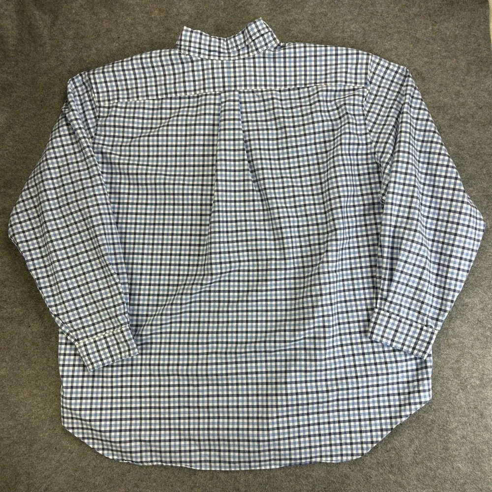 Polo Ralph Lauren Button Down Shirt Mens 3XB Blue White Gingham Long Sleeve Logo